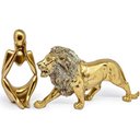 Ver imagem 6 de Kit Estátua Decorativa Figura Abstrata Homem Pensador + Leão Enfeite Escultura Mesa Sala Decoração e