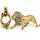 Ver imagem 1 de Kit Estátua Decorativa Figura Abstrata Homem Pensador + Leão Enfeite Escultura Mesa Sala Decoração e