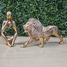 Kit Estátua Decorativa Figura Abstrata Homem Pensador + Leão Enfeite Escultura Mesa Sala Decoração e - 2