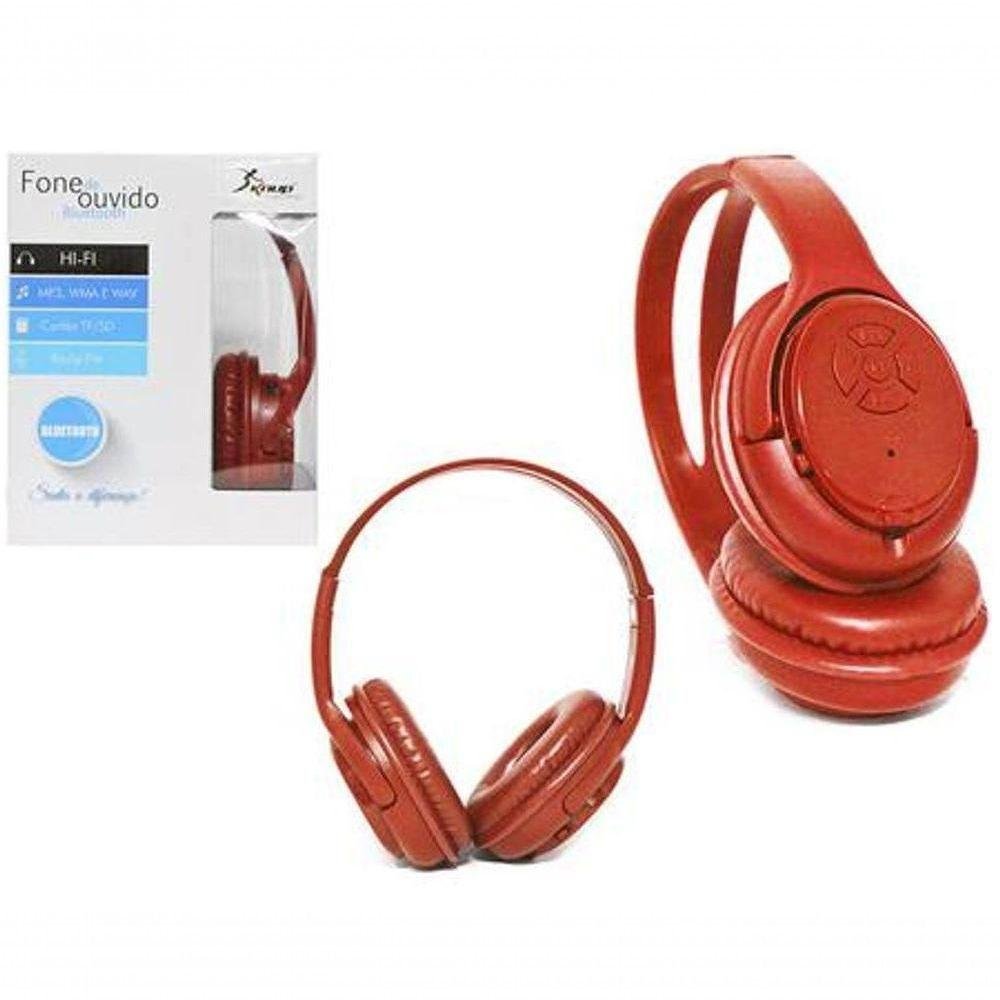 Fone de Ouvido Knup Kp-360 Bluetooth Cartão Fm - Vermelho | MadeiraMadeira