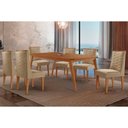 Ver imagem 1 de Sala de Jantar Completa Havana C/ Tampo Madeirado Canto Curvo 180x90cm e 6 Cadeiras Dafne Naturale