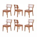 Ver imagem 1 de Kit 6 Cadeiras de Jantar Madeira Maciça Rattan Natural Estofadas Siena Espresso Móveis