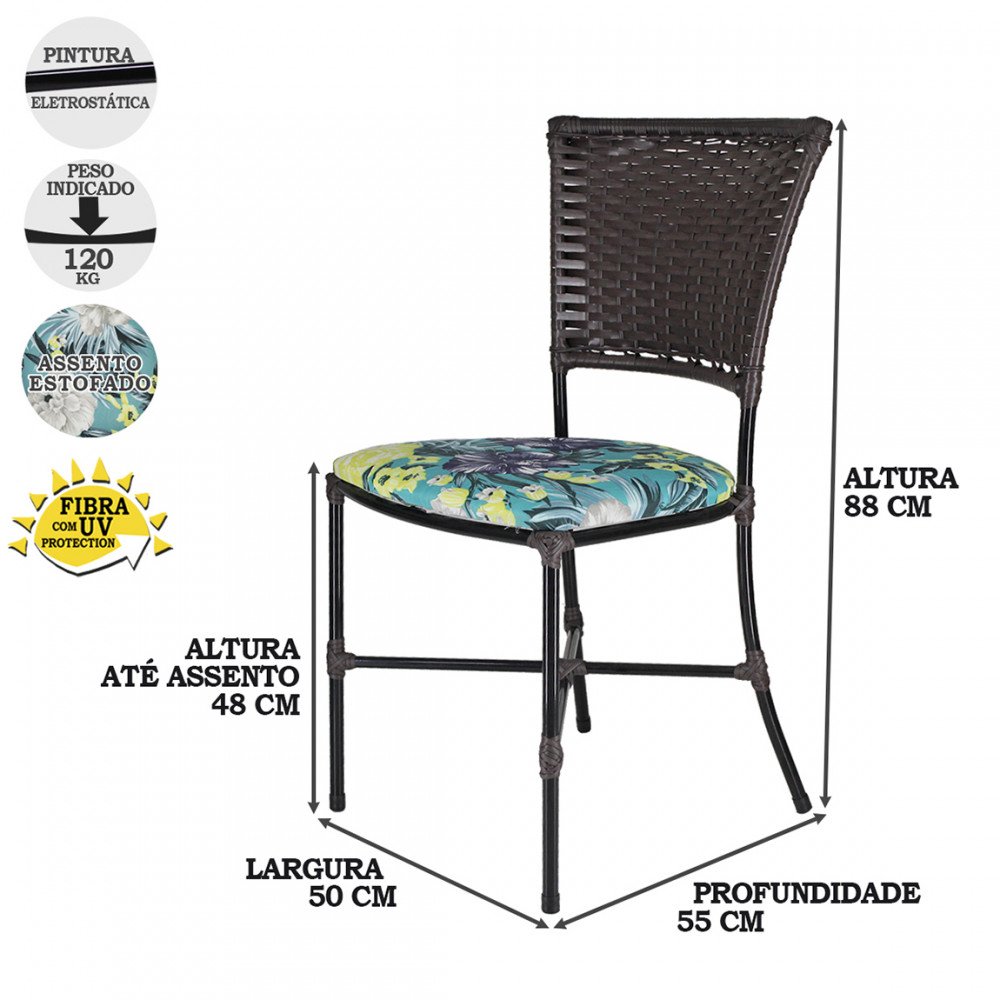 Jogo Mesa E 6 Cadeiras Gramado Fibra Sintética Junco Para Área Interna E  Externa, Cozinha Acesse Móveis