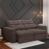 Sofá Retrátil e Reclinável Bipartido com Baú 2m 3 Lugares Maverik Suede Marrom com Molas Selmer - 2