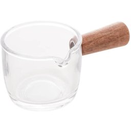 5 Molheiras Lyor de Vidro 100ml Cabo de Bambu Restaurante Cremeira Caldas Molhos - 1