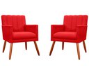 Ver imagem 1 de Kit 2 Poltronas Decorativa Cecília Suede Vermelho Pés Madeira Mz Decor
