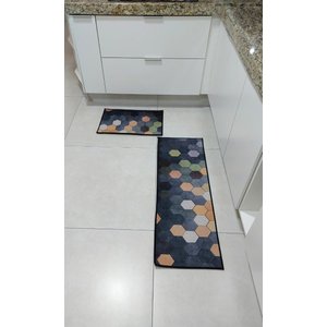 JOGO DE COZINHA BELGA 2 PÇS ANTE DERRAPANTE - GEOMETRICAIS