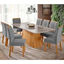 Mesa para Sala de Jantar Helena 210 X 100 Cm e 8 Cadeiras Juliana Cimol Nature/off White/madeira/jol - 2