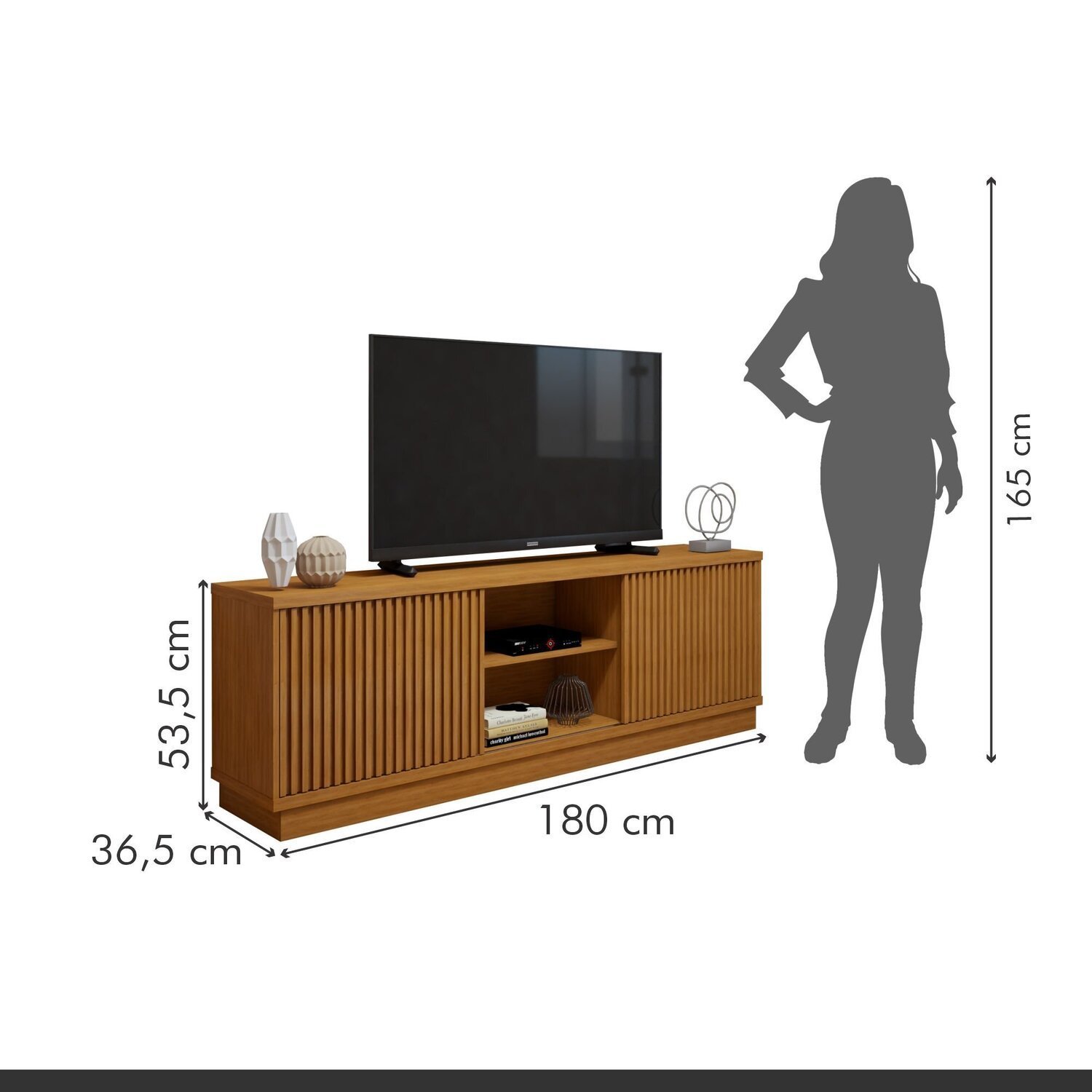 Rack para Tv até 75 Polegadas com 2 Portas Ripadas Burgos - 6