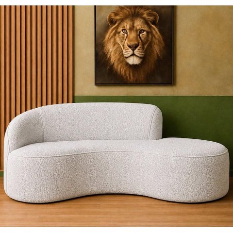 Sofá de Canto Mavie 3 Lugares com Chaise 230cm Cinza Bouclé Sallar Home