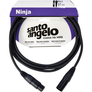 Cabo para Microfone 0,20 Mm Conector Xlr Macho- Xlr Femea Ninja 10ft 3,05 Metros Preto