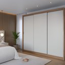 Ver imagem 1 de Guarda-Roupa Casal Grande com 3 Portas de Correr e 8 Gavetas Montclair 100% MDF