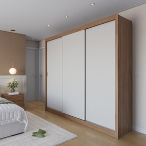 Guarda-Roupa Casal 3 Portas Correr Montclair 100% MDF 6 Gavetas com Porta-Jóias