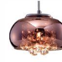 Ver imagem 2 de Luminaria Bacia Cobre Pendente Metal e Cristais K9 Legítimos com Lâmpada G9 Led 3000k Bivolt