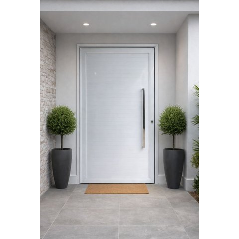 Porta Pivotante 2,40x1,50 Lambril Duplo Aluminio Branco Linha 45 Gold