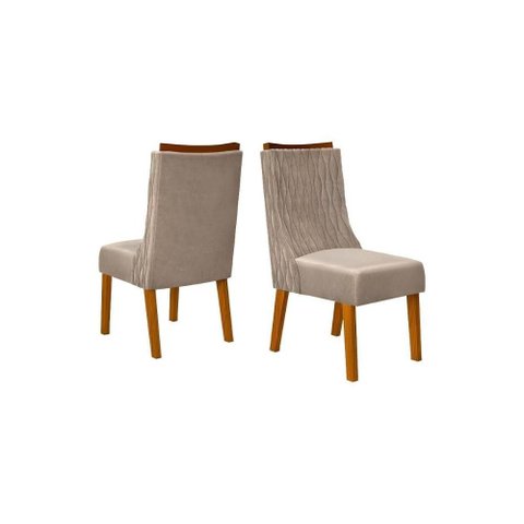 Kit 2 Cadeiras Sala Jantar Jade 2 Un Freijó/suede Kraft Bege - Dj Móveis