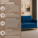 Ver imagem 5 de Sofá Fixo 2 Lugares Living Persa Veludo Azul