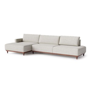 Sofá 5 Lugares Pampa Horse com Chaise Esquerda Linho Bege 297cm