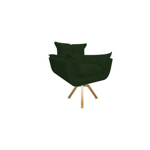 Poltrona Decorativa Opala Base Giratória Suede Verde Mz Decor