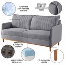 Ver imagem 4 de Sofá Fixo 2 Lugares Living Persa Veludo Cinza