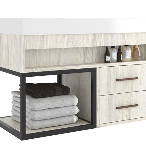 Gabinete para Banheiro Suspenso New 80 Off White/Carvalho