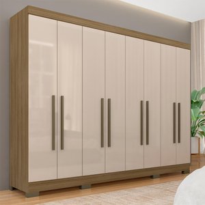 Guarda Roupa Casal 8 Portas 2 Gavetas Natasha Boreal/off Premium - Móveis Arapongas