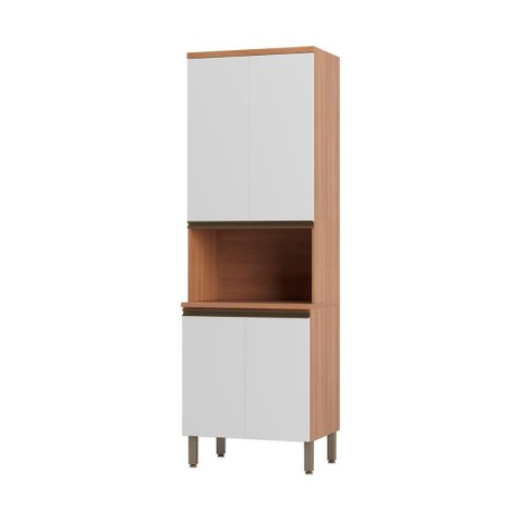 Armário de Cozinha para Forno/micro-ondas com 4 Portas 70cm Multimóveis Cr20399 Freijó/branco