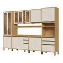 Ver imagem 3 de Armário de Cozinha Completa Modulada 6 Peças 16 Portas com Vidro e Tampo 100% MDF Barbados Espresso Móveis Bege/Amêndoa/Off White