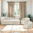 Ver imagem 2 de Kit Divã Recamier Orgânico França 140cm Lado Direito e 2 Poltronas Amore Bouclé