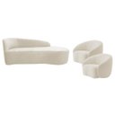 Ver imagem 1 de Kit Divã Recamier Orgânico França 140cm Lado Direito e 2 Poltronas Amore Bouclé