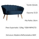 Ver imagem 3 de Namoradeira Poltrona Decorativa Pétala Pé Palito Veludo Azul Marinho - Fm
