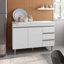 Ver imagem 2 de Balcão Gabinete Cozinha Andréia 100cm com Tampo 2 Portas Branco - Desk Design