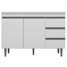 Balcão Gabinete Cozinha Andréia 100cm Com Tampo 2 Portas Branco - Desk Design - 1