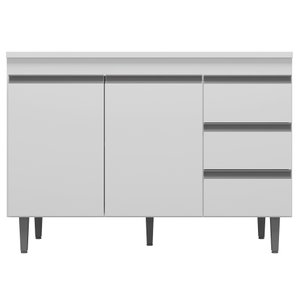 Balcão Gabinete Cozinha Andréia 100cm Com Tampo 2 Portas Branco - Desk Design