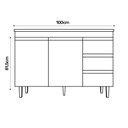 Ver imagem 6 de Balcão Gabinete Cozinha Andréia 100cm Com Tampo 2 Portas Branco - Desk Design