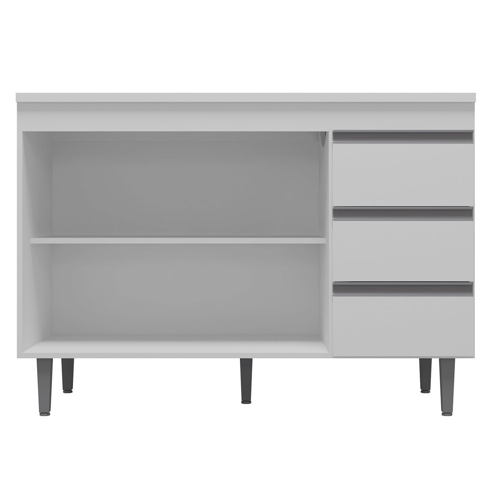 Balcão Gabinete Cozinha Andréia 100cm Com Tampo 2 Portas Branco - Desk Design - 4