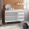 Balcão Gabinete Cozinha Andréia 100cm Com Tampo 2 Portas Branco - Desk Design - 3