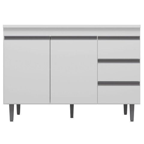 Balcão Gabinete Cozinha Andréia 100cm com Tampo 2 Portas Branco - Desk Design