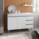 Ver imagem 2 de Balcão Gabinete Cozinha Andréia 100cm Com Tampo 2 Portas Branco - Desk Design