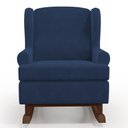 Ver imagem 6 de Kit 02 Poltronas De Amamentação Com Balanço Malu Base De Madeira P02 Suede Azul Marinho - Lyam