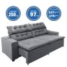 Sofá Concept 2,50 metros Retrátil e reclinavél com Molas Suede Light Cinza - Sofá na Web - 3