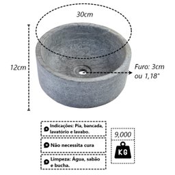 Cuba Bojo Pedra Sabão Sobrepor Pia Lavabo Lavatório 30x12cm Industria São Jose Af1166indsj - 3