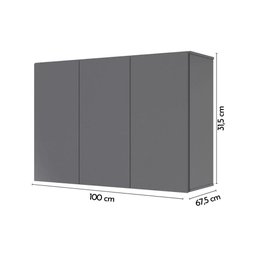 Armário Aéreo 03 Portas Ej Móveis Cinza - 5