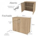 Ver imagem 5 de Conjunto Home Office Escrivaninha Balcão 2 Portas Armário Aéreo 3 Prateleiras Bramov