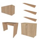 Ver imagem 2 de Conjunto Home Office Escrivaninha Balcão 2 Portas Armário Aéreo 3 Prateleiras Bramov