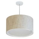 Ver imagem 1 de Lustre Pendente Cilíndrico Duplo Md-4293 Cúpula em Tecido 45x30cm Rustico Bege - Bivolt