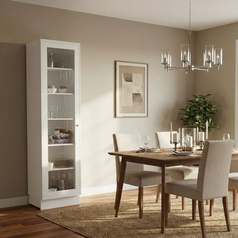 Cristaleira 1 Porta com Vidro 60cm Cozinha Sevilha 100% MDF Branco
