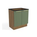 Ver imagem 1 de Balcão de Cozinha Botanic M623 c/ 2 Portas p/Cooktop - Kappesberg Nogueira/Oliva/Preto Brilho -