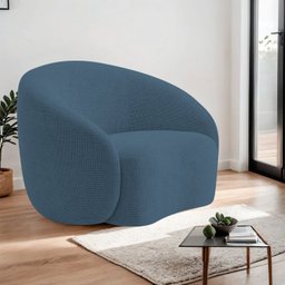 Poltrona Decorativa Curva Sala Recepção Alemanha Linho - 1