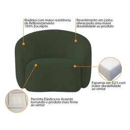 Poltrona Decorativa Curva Sala Recepção Alemanha Linho - 6